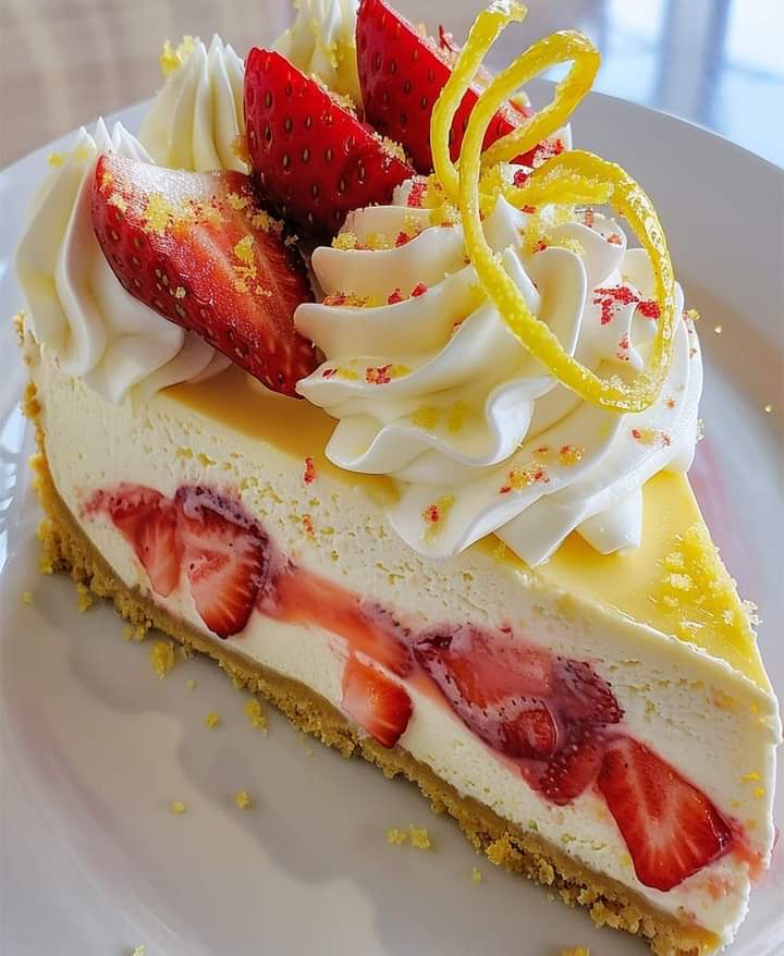 Delectable No-Bake Lemon Strawberry Cheesecake